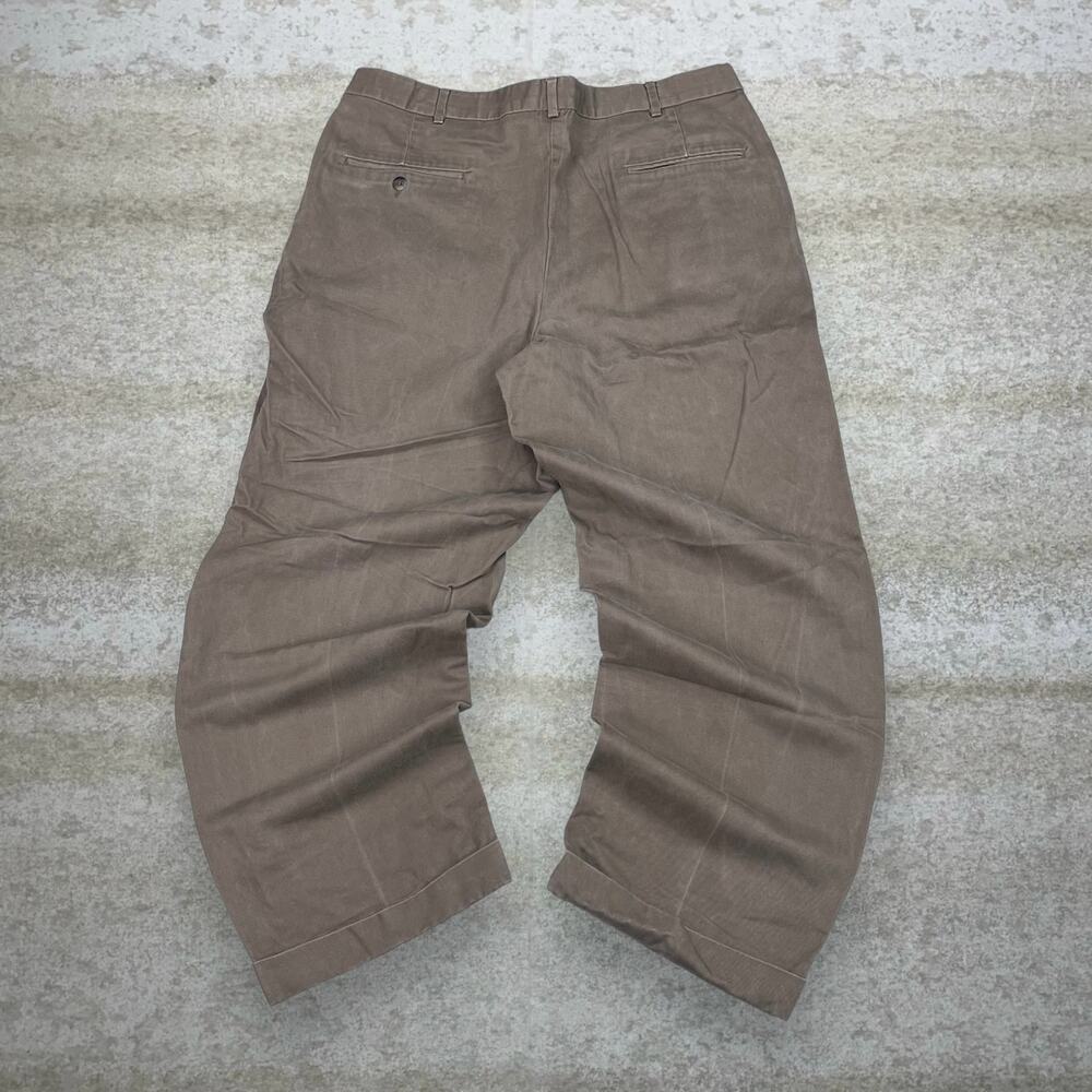 Vintage 90s Dress Pants 36x30 Baggy Wide Leg Fit Chocolate Brown Pleated